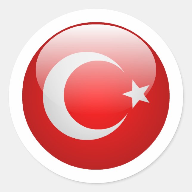 Adesivo Redondo Bandeira da Turquia (Frente)