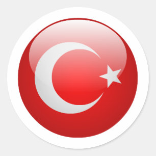 Adesivo Redondo Bandeira da Turquia