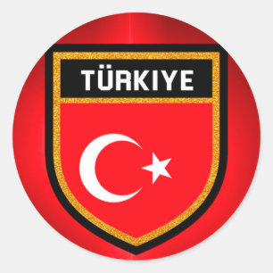 Adesivo Redondo Bandeira da Turquia