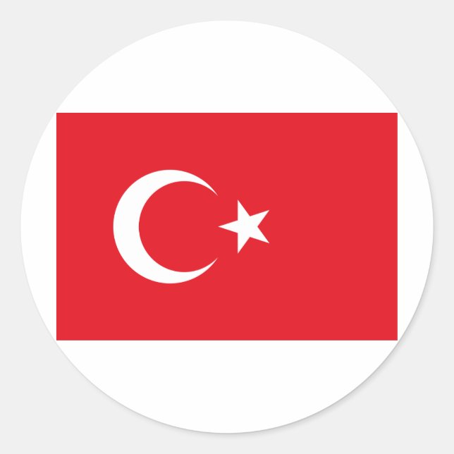 Adesivo Redondo Bandeira da Turquia (Frente)
