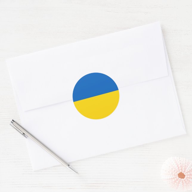 Adesivo Redondo Bandeira da Ucrânia (Envelope)