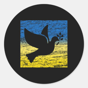 Adesivo Redondo Bandeira da Ucrânia Amarelo Azul Pombo Paz Ucrania