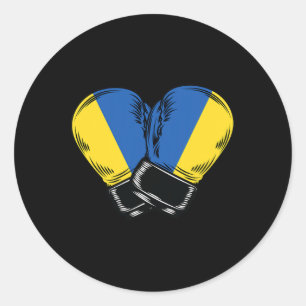 Adesivo Redondo Bandeira da Ucrânia Boxe Boxeador Bandeira Ucrania