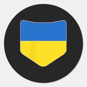 Adesivo Redondo Bandeira da Ucrânia com bolso impresso da bandeira