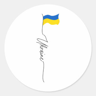 Adesivo Redondo Bandeira da Ucrânia Eu Apoio a Ucrânia