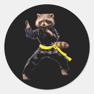 Adesivo Redondo Bandeira da Ucrânia Guaxinim Cute Kungfu