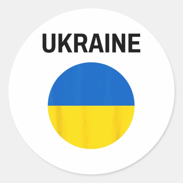 Adesivo Redondo Bandeira da Ucrânia Moderna  (Frente)
