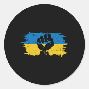 Adesivo Redondo Bandeira da Ucrânia Punho Resistência Ucraniana Pr