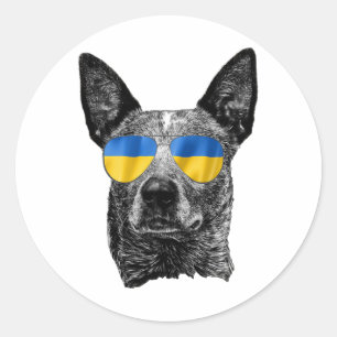 Adesivo Redondo Bandeira da Ucrânia Ucrânia Amante de Cachorro Ócu