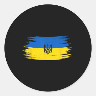 Adesivo Redondo Bandeira da Ucrânia Vintage Orgulho Ucraniano 12