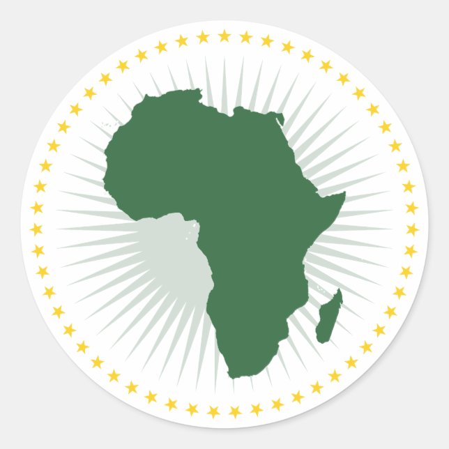 Adesivo Redondo Bandeira da União Africana (Frente)