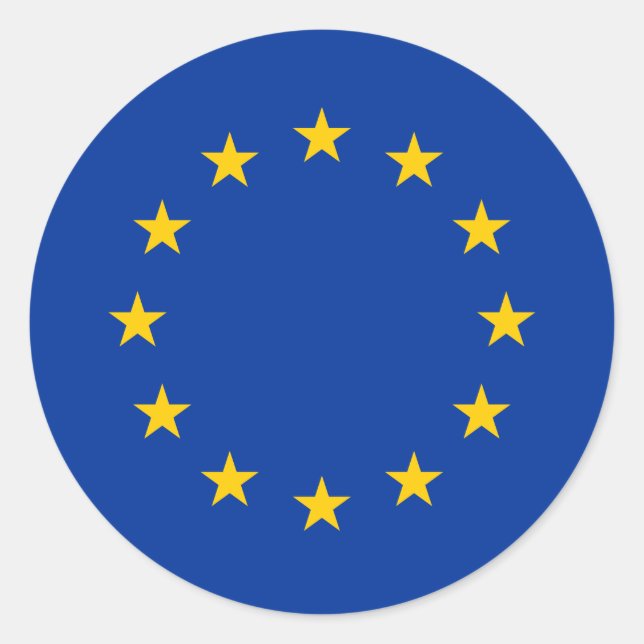 Adesivo Redondo Bandeira da União Europeia (UE) (Europa) (Frente)