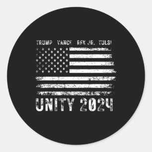 Adesivo Redondo Bandeira da Unidade Grunge Vintage 2025 Trump Vanc