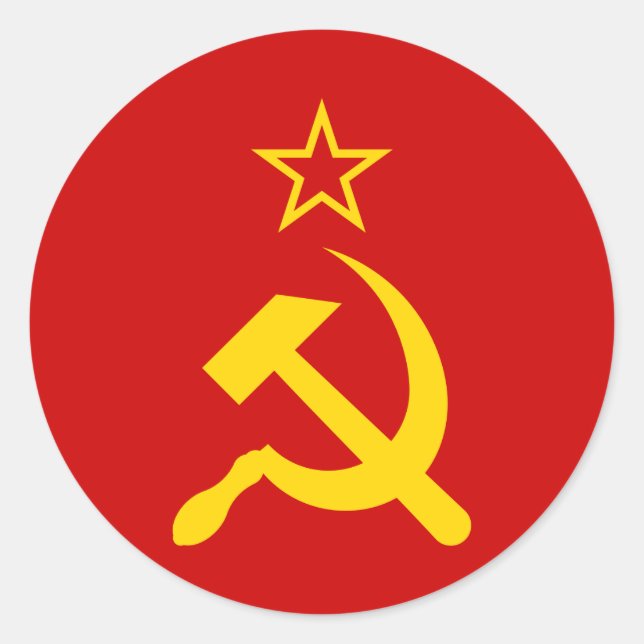 Adesivo Redondo Bandeira da URSS - Bandeira da União Soviética (Frente)