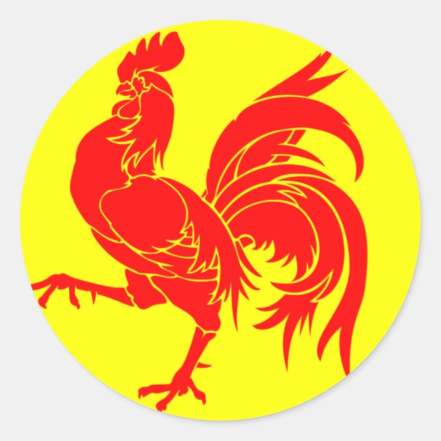 Adesivo Redondo Bandeira da Valônia (Bélgica) - Drapeau de la Wall (Frente)