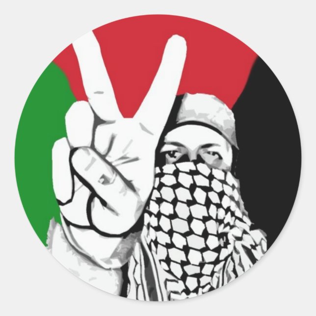 Adesivo Redondo Bandeira da Vitória da Palestina (Frente)
