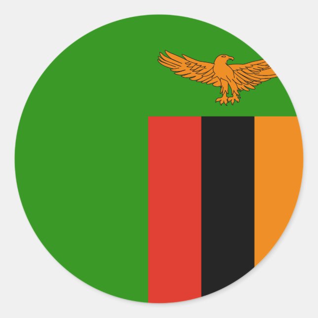 Adesivo Redondo Bandeira da Zâmbia (Frente)