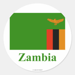 Adesivo Redondo Bandeira da Zâmbia com nome