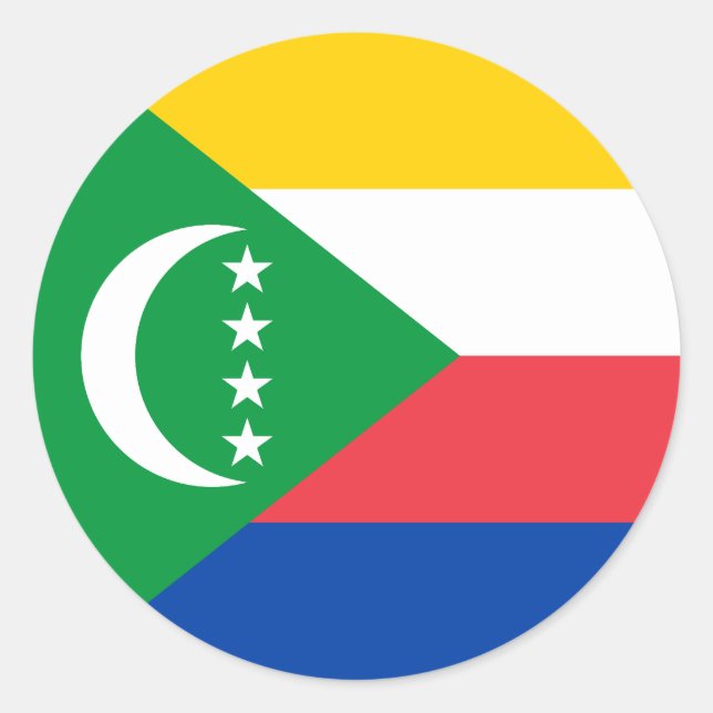 Adesivo Redondo Bandeira das Comores (Frente)
