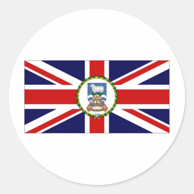 Adesivo Redondo Bandeira das Ilhas Falkland (Frente)