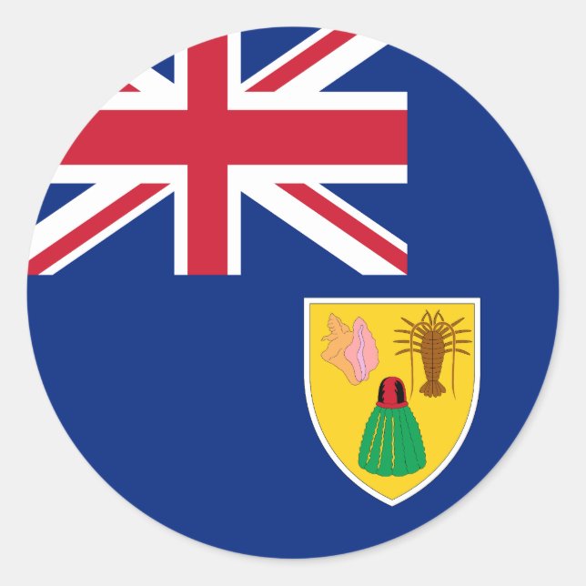 Adesivo Redondo Bandeira das Ilhas Turcas e Caicos (Frente)