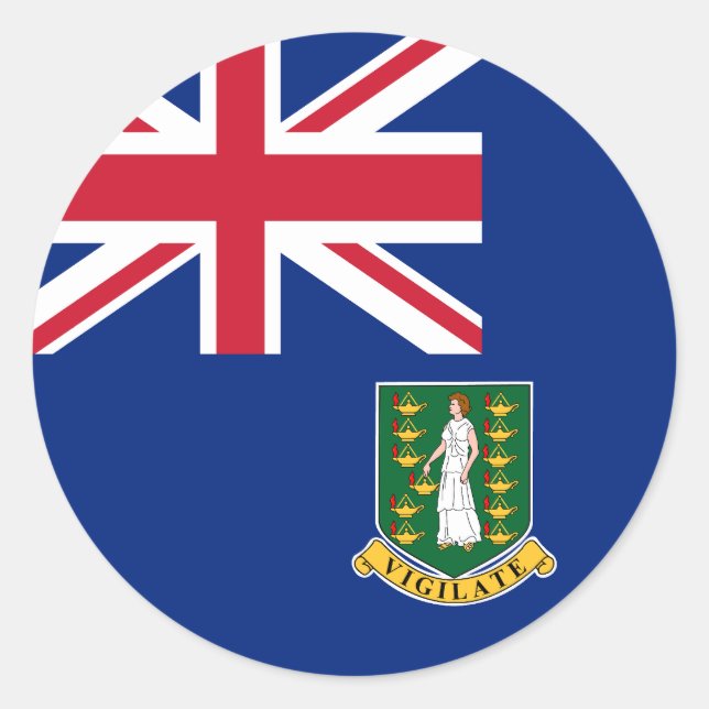 Adesivo Redondo Bandeira das Ilhas Virgens Britânicas (Frente)