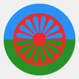 Adesivo Redondo Bandeira das pessoas Romani - bandeira Romani