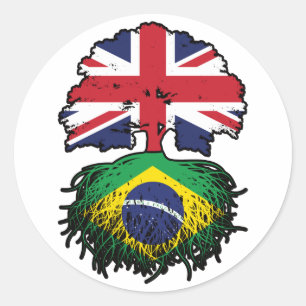 Adesivo Redondo Bandeira das Raízes da Árvore Britânica