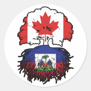 Adesivo Redondo Bandeira das Raízes da Árvore do Haiti no Canadá