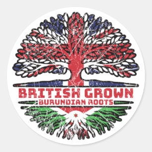 Adesivo Redondo Bandeira das Raízes das Árvores Britânicas do Buru