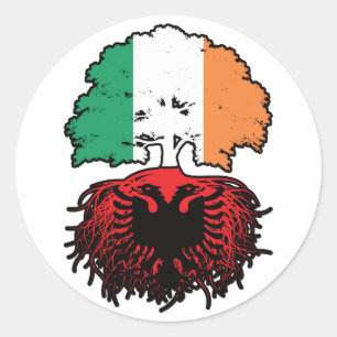 Adesivo Redondo Bandeira das Raízes de Árvore da Albânia na Irland