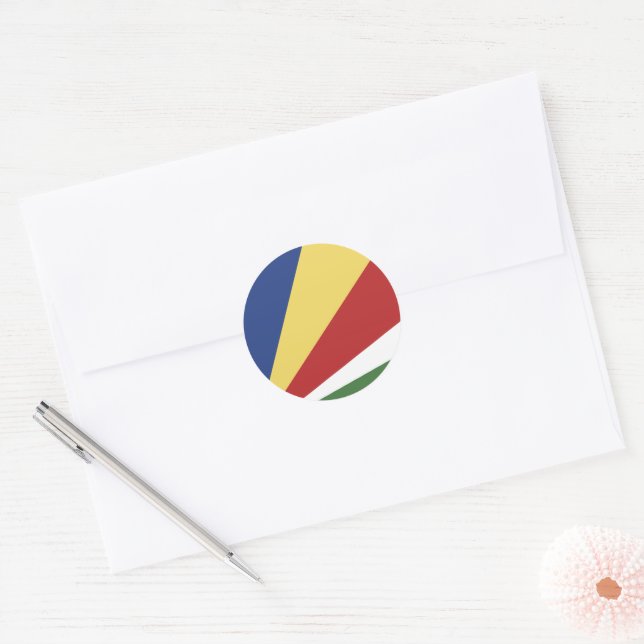 Adesivo Redondo Bandeira das Seychelles (Envelope)