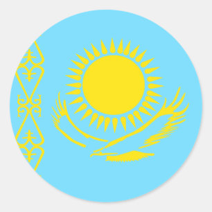 Adesivo Redondo Bandeira de alta qualidade de Kazakhstan