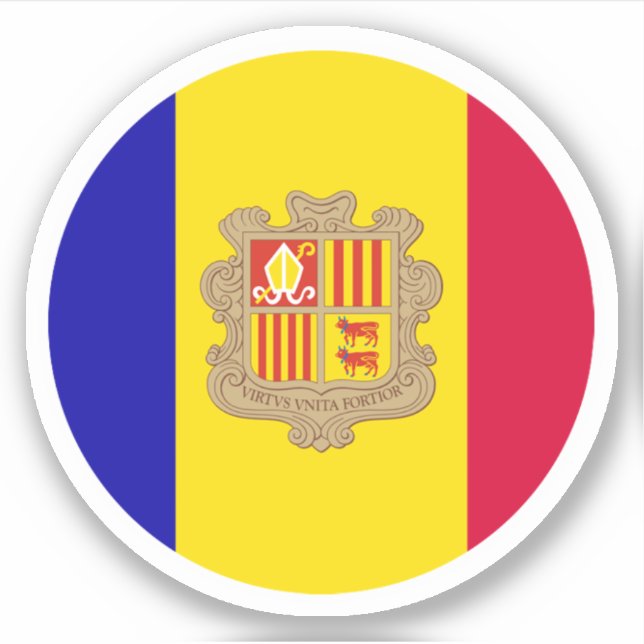 Adesivo Redondo Bandeira de Andorra (Frente)