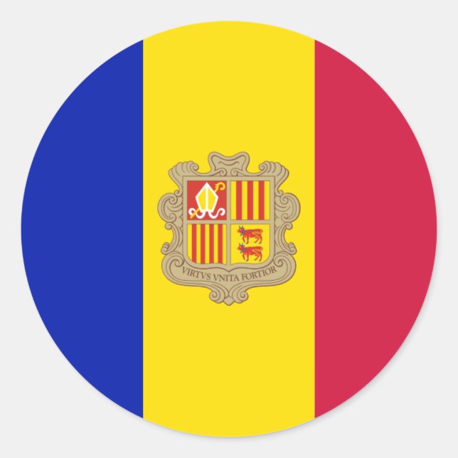 Adesivo Redondo Bandeira de Andorra, Bandeira de Andorra (Frente)