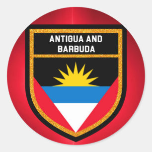 Adesivo Redondo Bandeira De Antígua E Barbuda