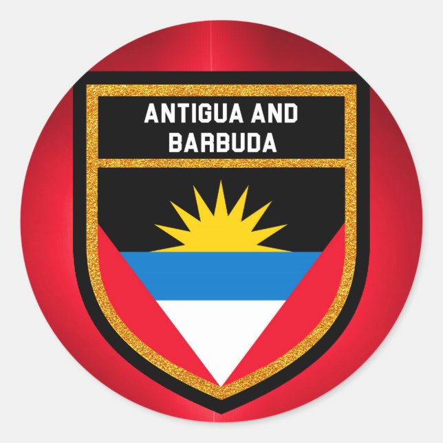 Adesivo Redondo Bandeira De Antígua E Barbuda (Frente)