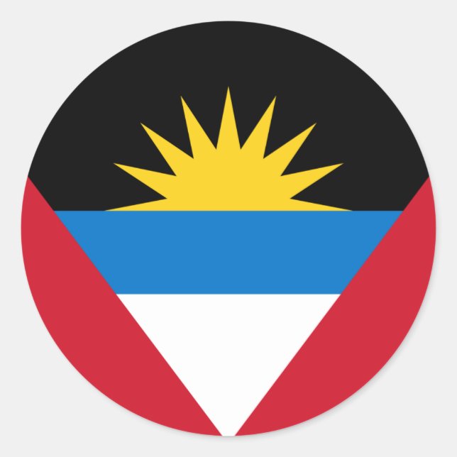 Adesivo Redondo Bandeira de Antígua e Barbuda, Antíguan Barbudan (Frente)