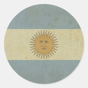 Adesivo Redondo Bandeira de Argentina do vintage