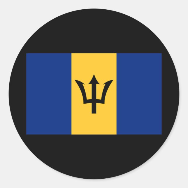 Adesivo Redondo Bandeira de Barbados (Frente)