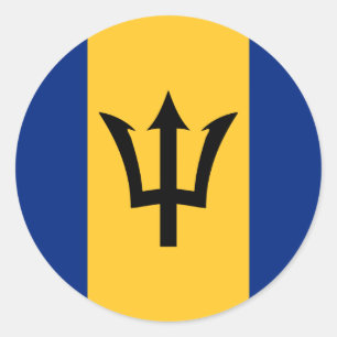 Adesivo Redondo Bandeira de Barbados, Bandeira de Barbados
