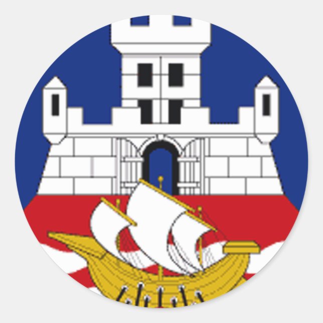 Adesivo Redondo Bandeira de Belgrado (Frente)