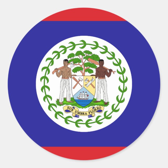 Adesivo Redondo Bandeira de Belize (Frente)