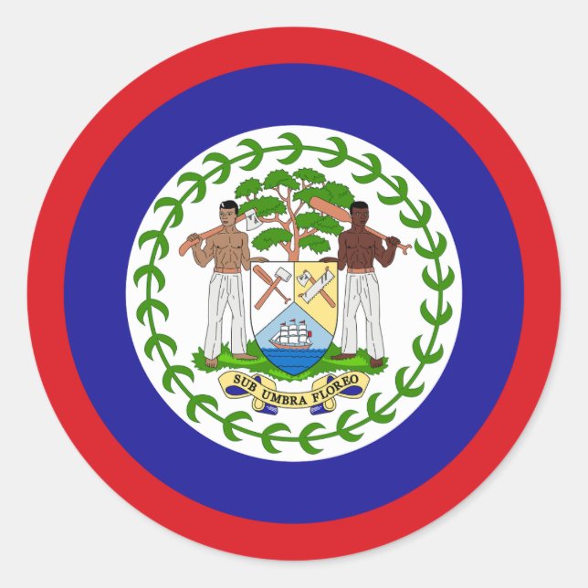 Adesivo Redondo Bandeira de Belize (Frente)