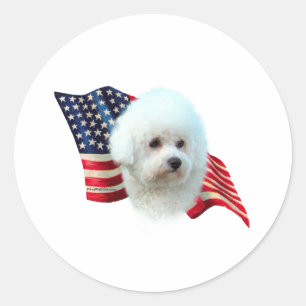 Adesivo Redondo Bandeira de Bichon Frise