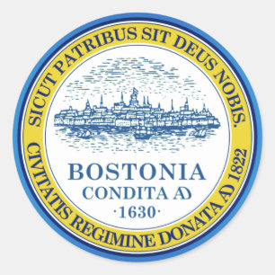 Adesivo Redondo Bandeira de Boston, Massachusetts Oval Sticker