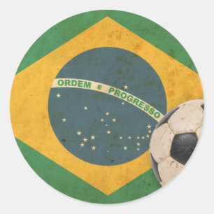 Adesivo Redondo Bandeira de Brasil do vintage