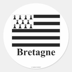 Adesivo Redondo Bandeira de Brittany com nome em francês