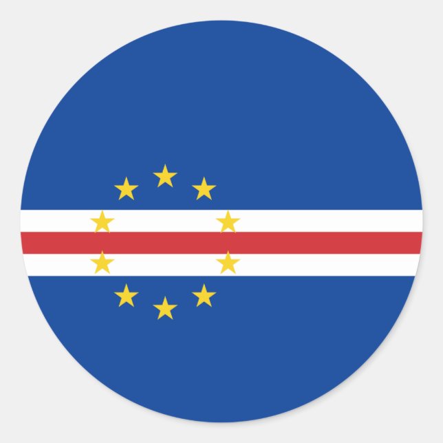Adesivo Redondo Bandeira de Cabo Verde (Frente)
