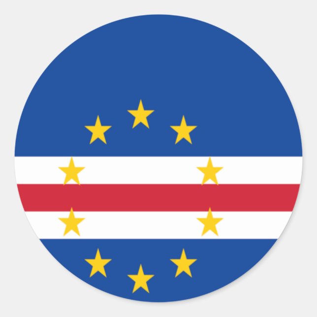 Adesivo Redondo Bandeira de Cabo Verde (Frente)